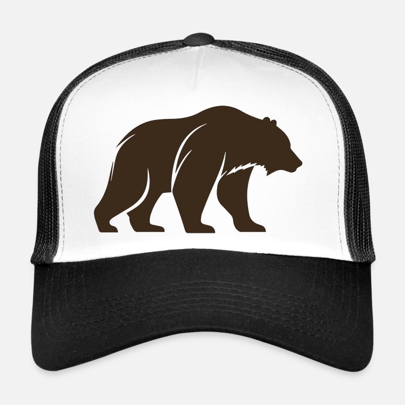 Ours brun - Casquette trucker  - blanc/noir