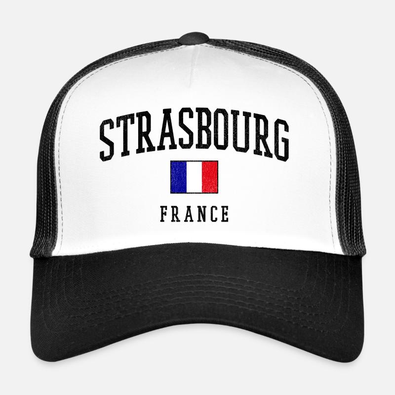Strasbourg Frankreich – Städte Design mit Flagge - Trucker Cap - Weiß/Schwarz