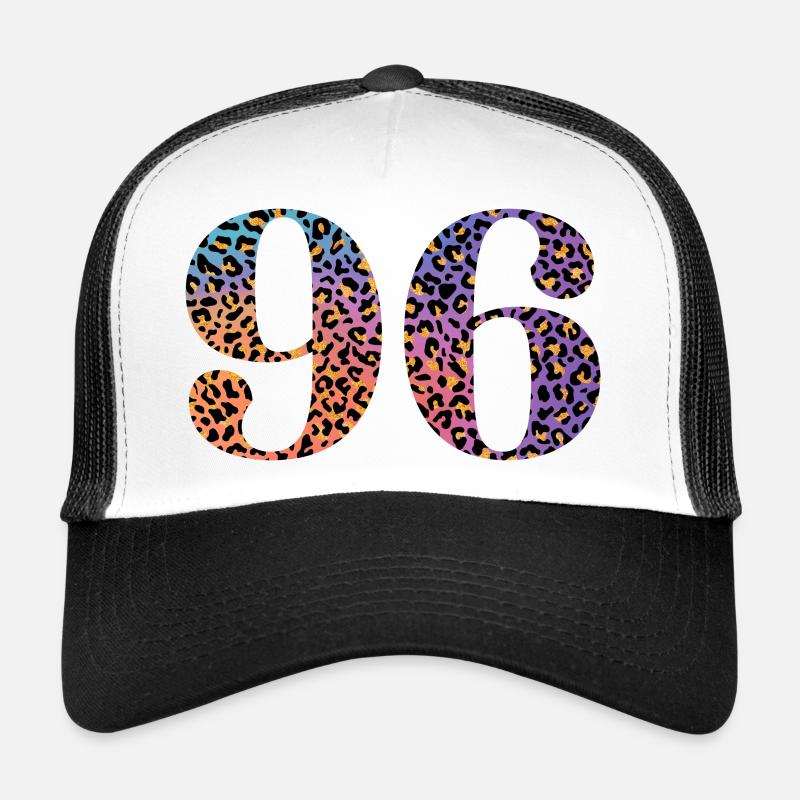 96e anniversaire léopard - Casquette trucker  - blanc/noir