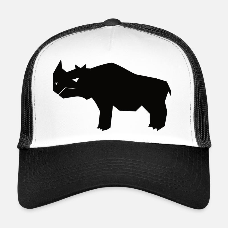 Angular Black Rhinoceros Silhouettes Design Trucker Cap