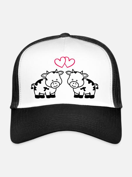 vaches amoureuses - Casquette trucker  - blanc/noir - Devant