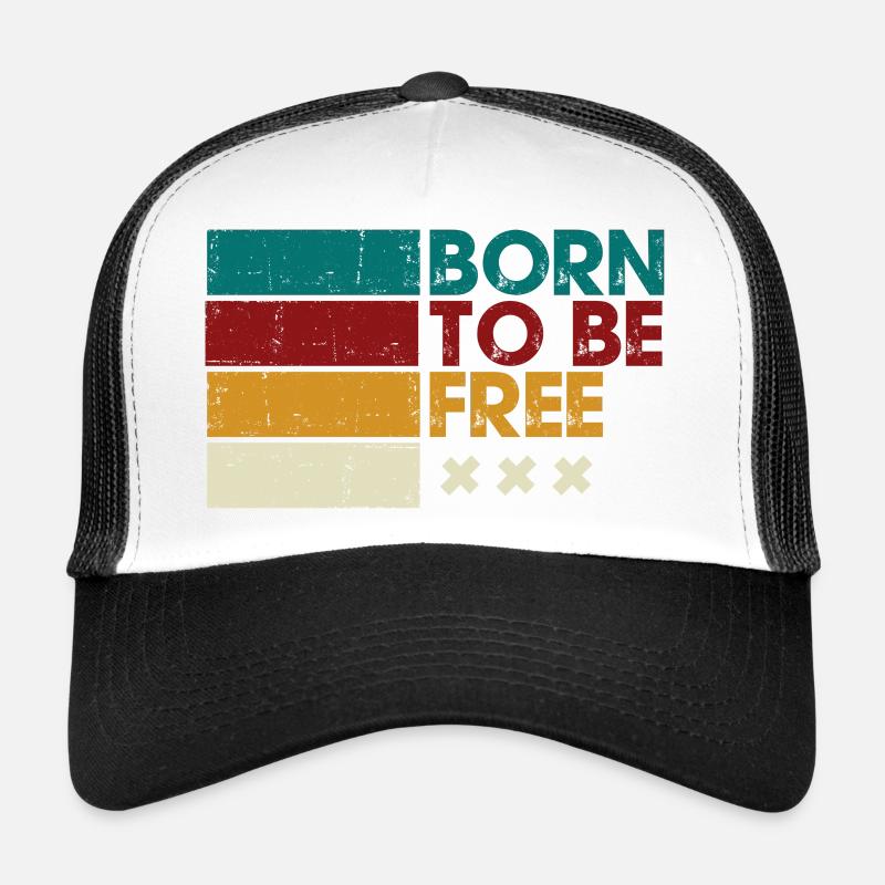 Born to Be Free Striped Logo Trucker Cap