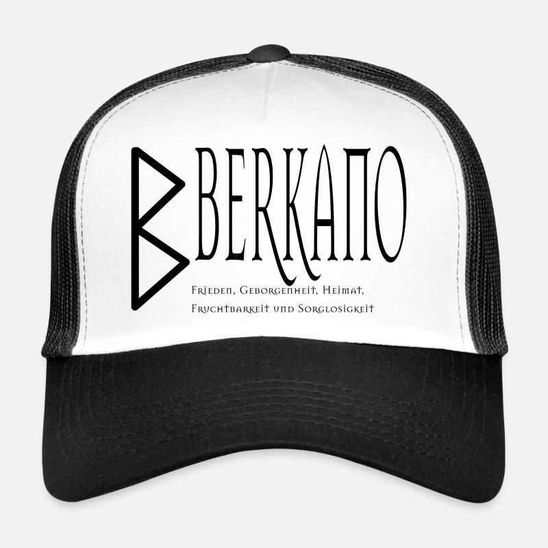 Berkano Lettering Peace Design Black Trucker Cap