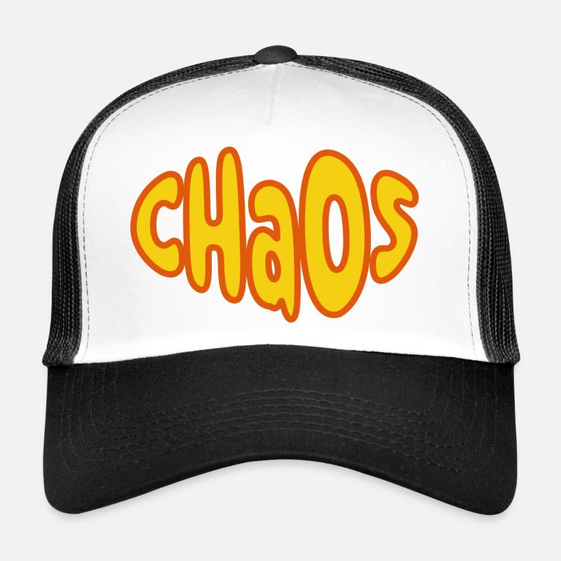 Chaos Lettrage Rétro Jaune Orange Casquette trucker 