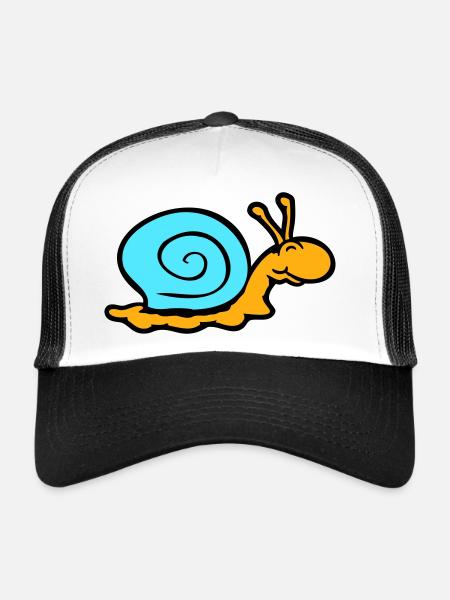 coquille d'escargot limace escargot sourit doucement - Casquette trucker  - blanc/noir - Devant