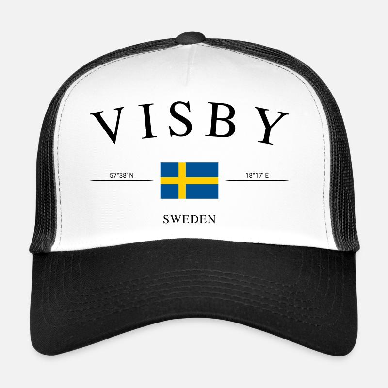 Visby Schweden – Urlaub Souvenir & Geschenk - Trucker Cap - Weiß/Schwarz