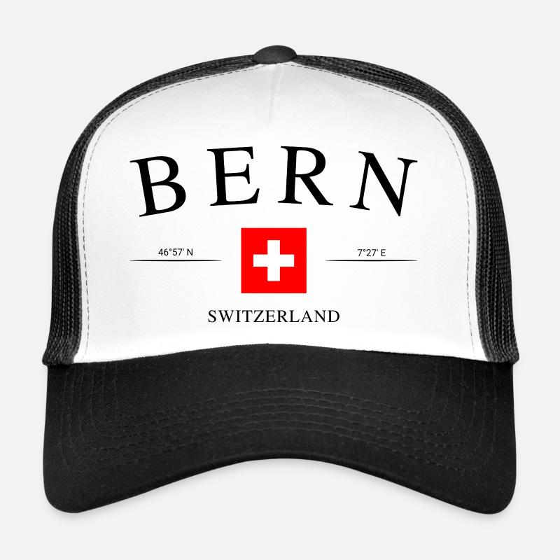 Bern Schweiz – Urlaub Souvenir & Geschenk - Trucker Cap - Weiß/Schwarz