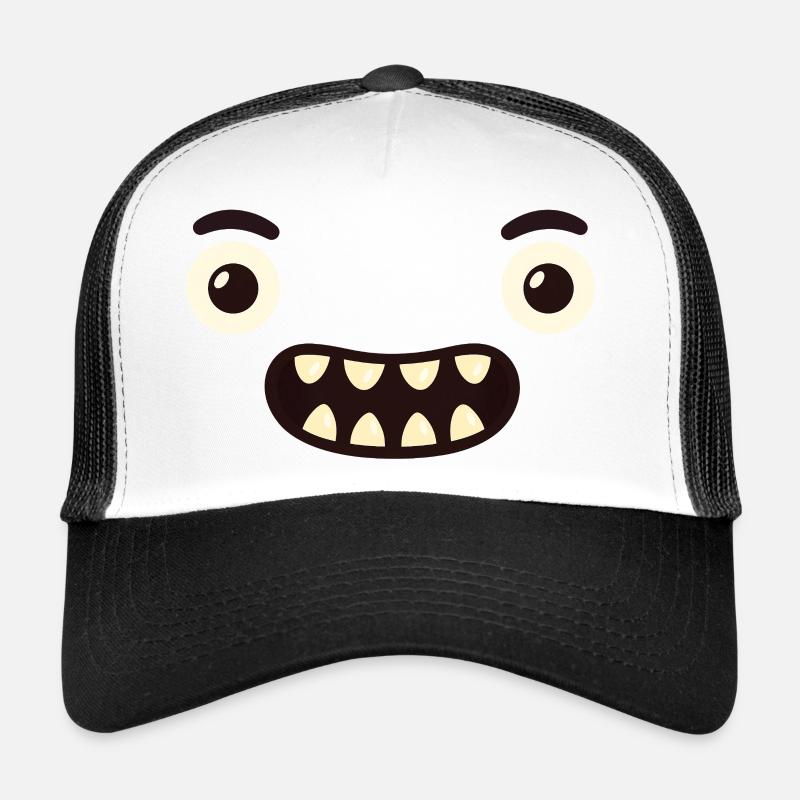Visage de monstre - Casquette trucker  - blanc/noir