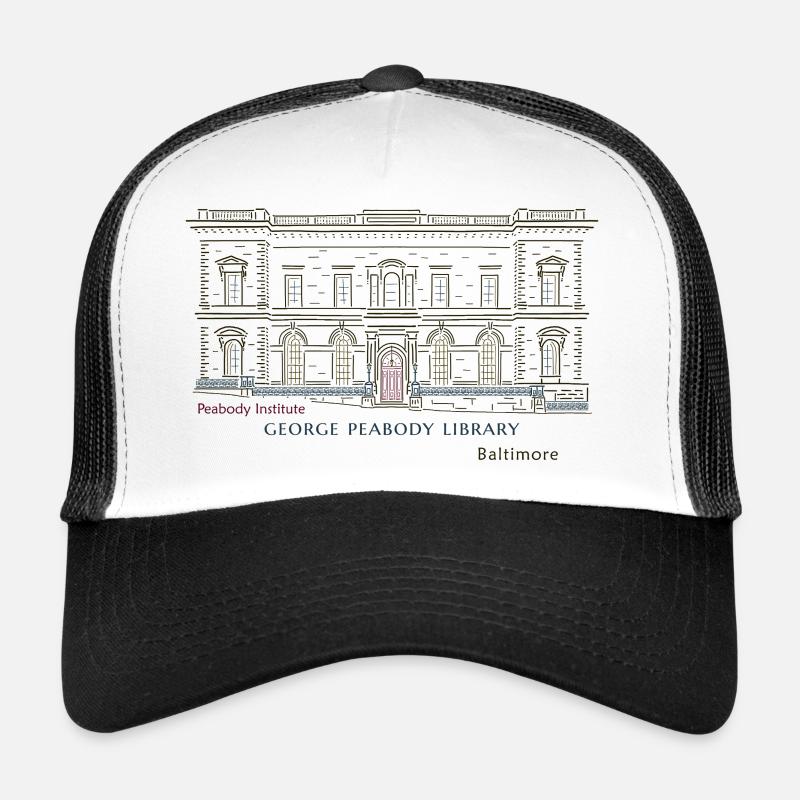 Baltimore, Hand Drawing George Peabody Library Trucker Cap