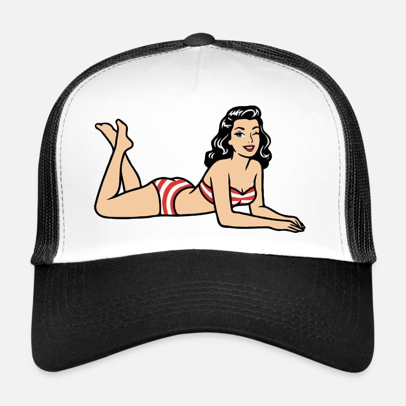 Image rétro de plage en bikini Pin-up Casquette trucker 
