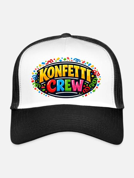 Cadeau drôle de la fête foraine de l’équipe de confettis - Casquette trucker  - blanc/noir - Devant