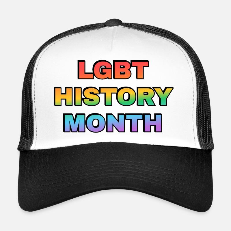 LGBT History Month Gradient Rainbow Text Trucker Cap