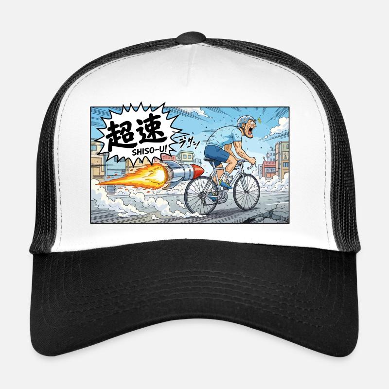 Hypervelocity-Radfahrer mit Raketenexplosion Trucker Cap