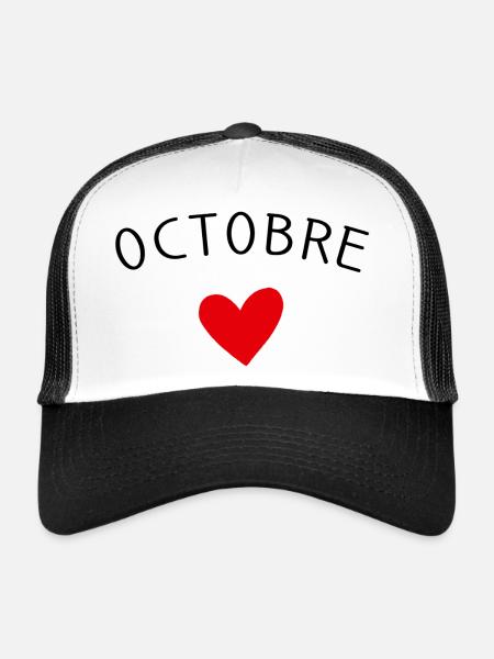 Future maman Octobre – Bébé en route ❤️ - Casquette trucker  - blanc/noir - Devant