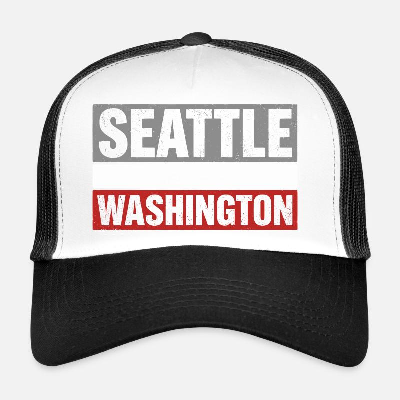 Seattle Washington Ferry Retro Typography Souvenir Trucker Cap