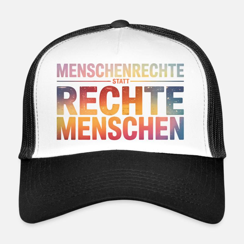 Menschenrechte statt rechte Menschen - Cool Pride  - Trucker Cap - Weiß/Schwarz