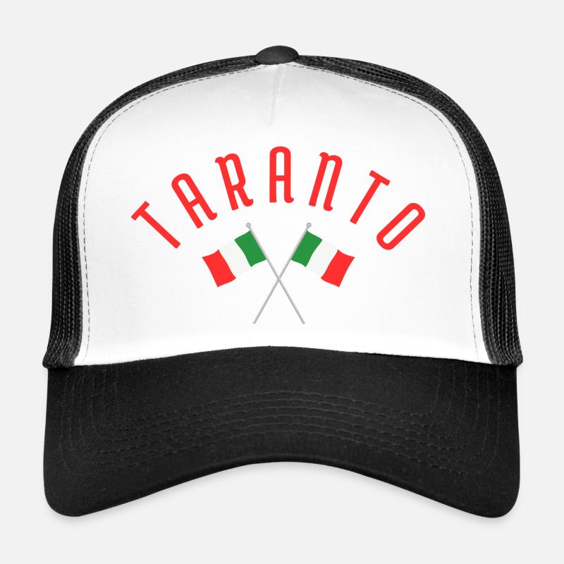 Taranto Crossed Italian Flags Emblem - Trucker Cap - white/black