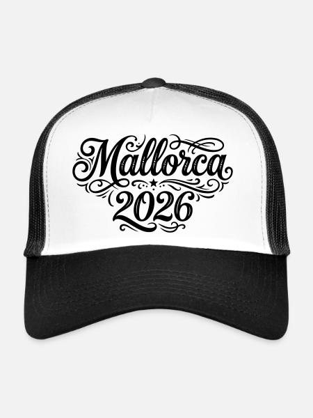 Palmier de Majorque 2026 - Casquette trucker  - blanc/noir - Devant