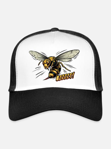 Retro-Stil-Wespe - Trucker Cap - Weiß/Schwarz