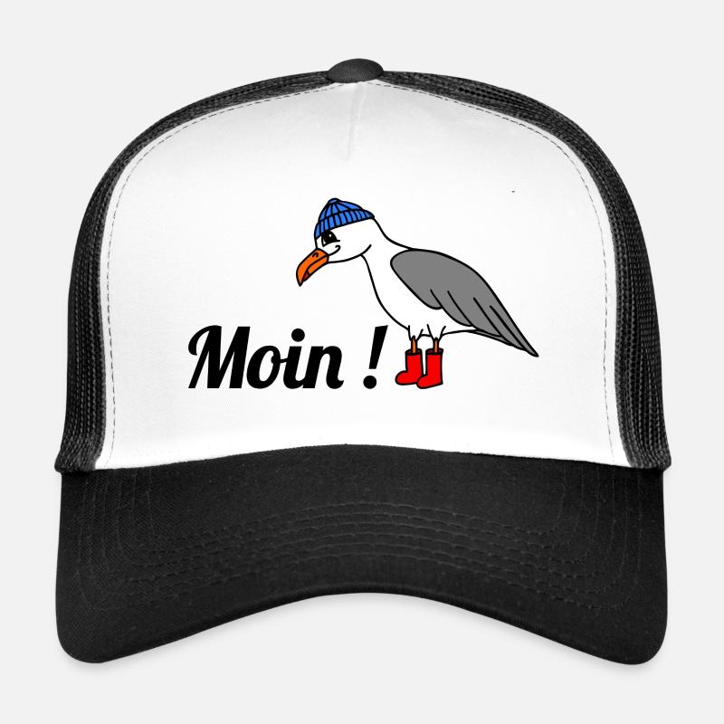 Moin, Möwe - Trucker Cap - Weiß/Schwarz