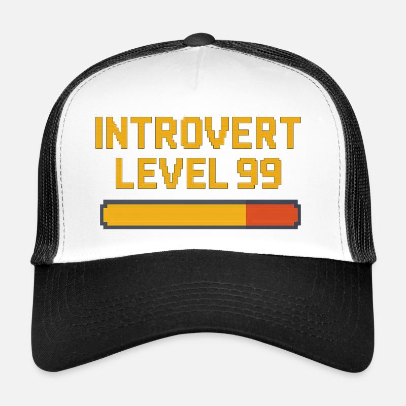 Introvert Level 99 - Trucker Cap - Weiß/Schwarz