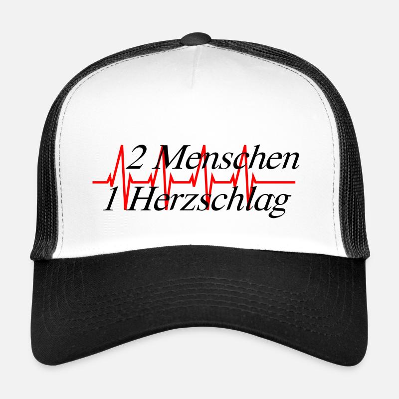 2 Menschen 1 Herzschlag - Trucker Cap - Weiß/Schwarz
