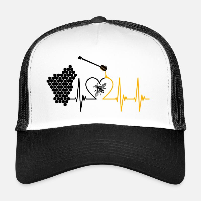 Bee, honey, pulse, honey bee, beekeeper, honeycomb - Trucker Cap - white/black