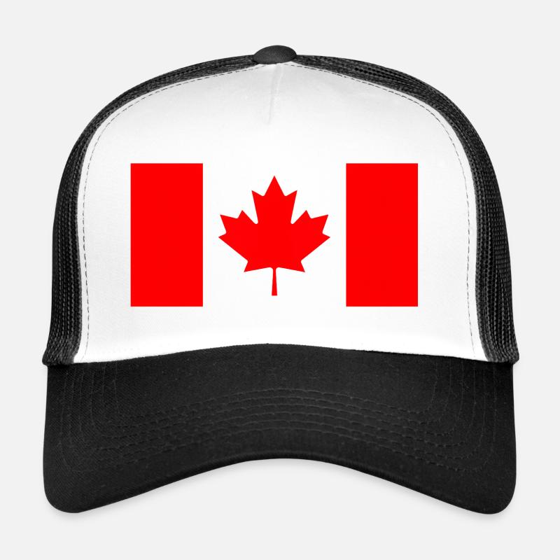 Stylized Red Canadian Flag - Trucker Cap - white/black