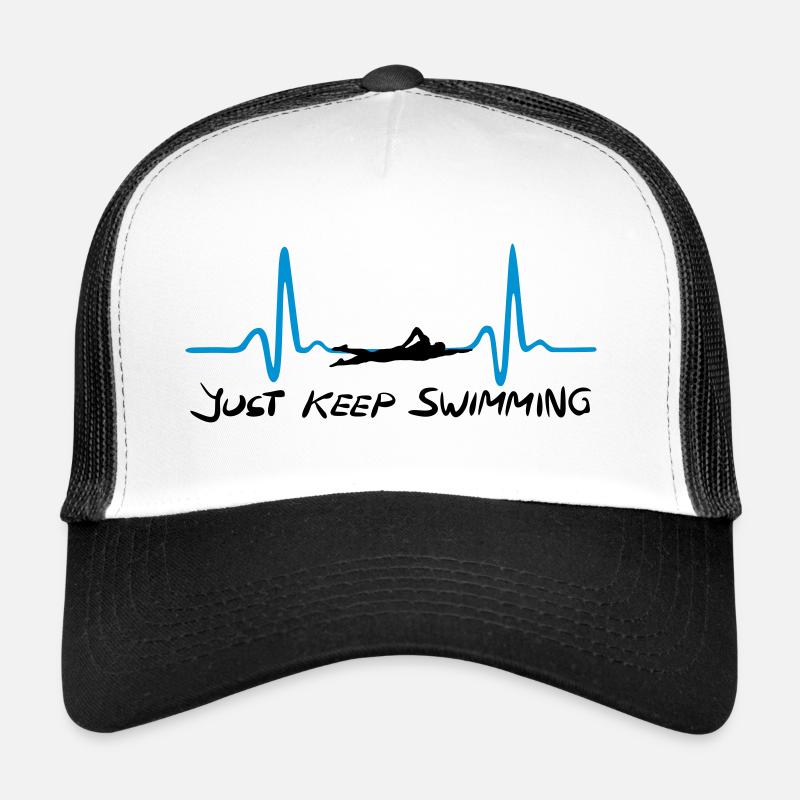 Just keep swimming, Swimming Heartbeat, ECG - Trucker Cap - white/black