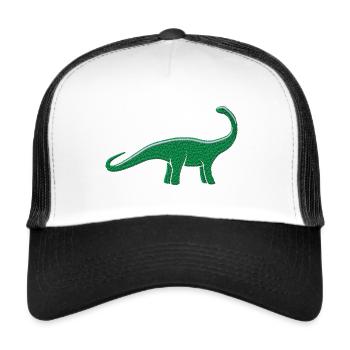Dino bestickt - Trucker Cap - Weiß/Schwarz - Vorne