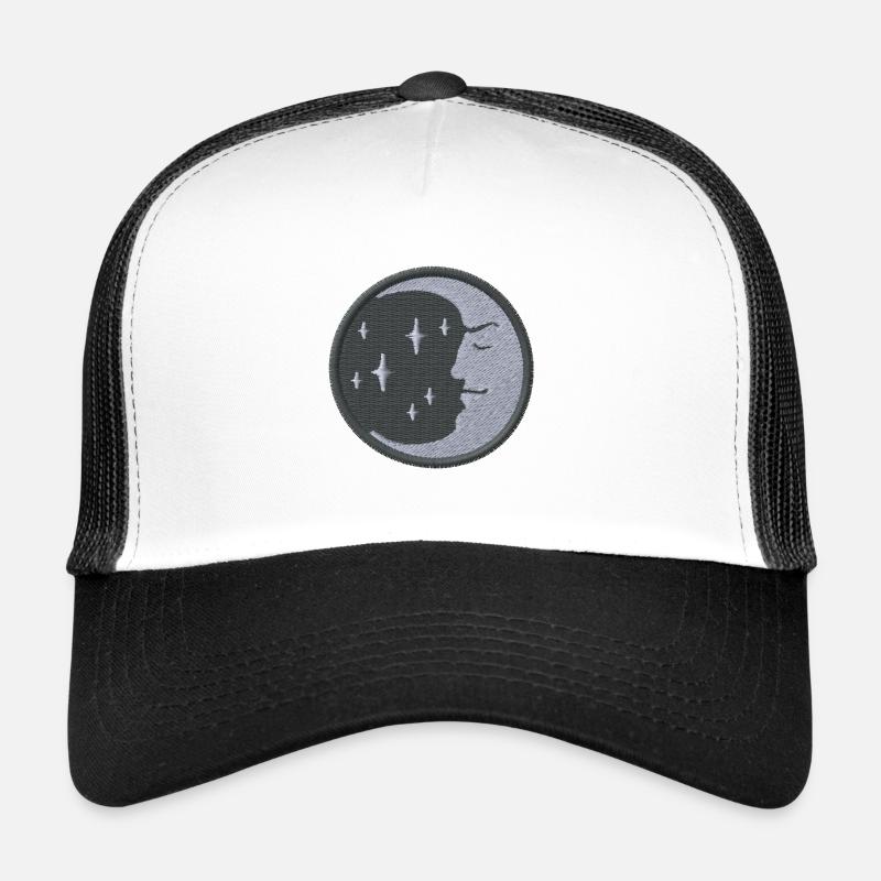 Moon embroidered - Trucker Cap - white/black