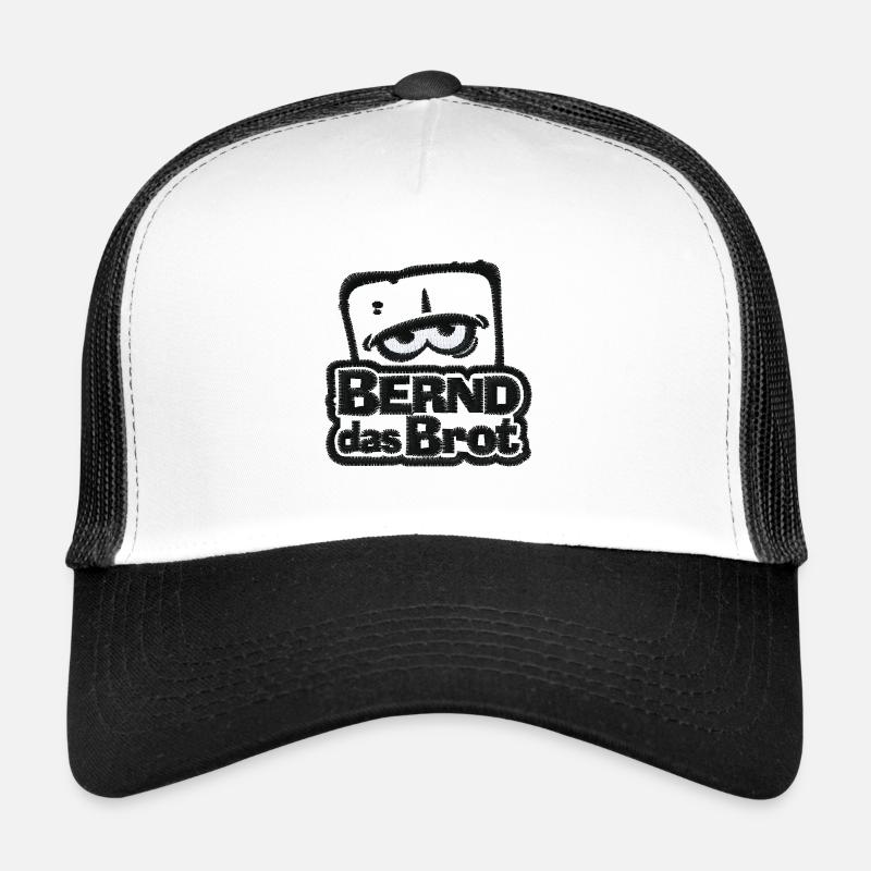 Bernd Das Brot Logo In Schwarz Als Stick - Trucker Cap - Weiß/Schwarz