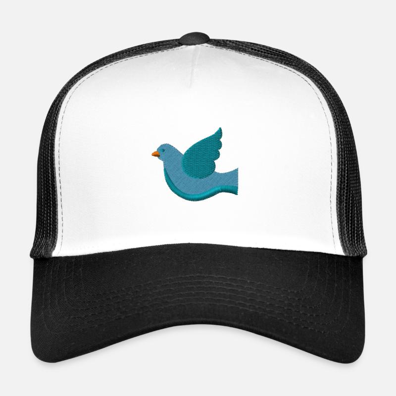Paloma bordada - Gorra de camionero - blanca/negro