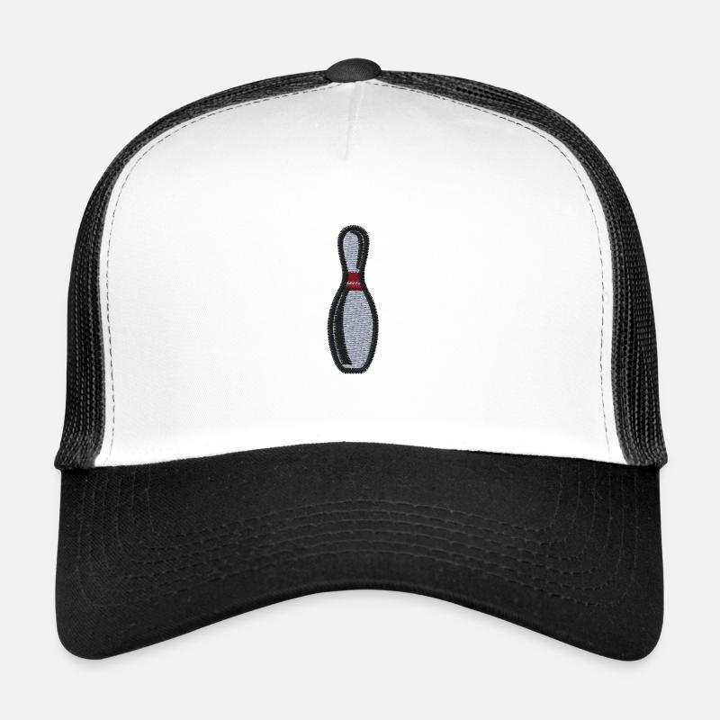 Bowling Pin bestickt - Trucker Cap - Weiß/Schwarz
