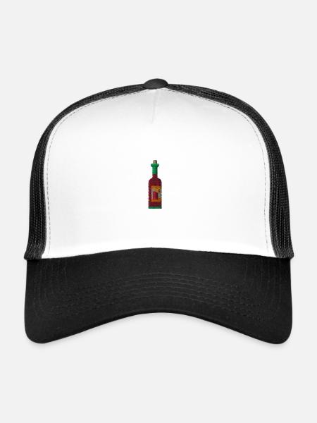 Embroidered wine bottle - Trucker Cap - white/black - Front