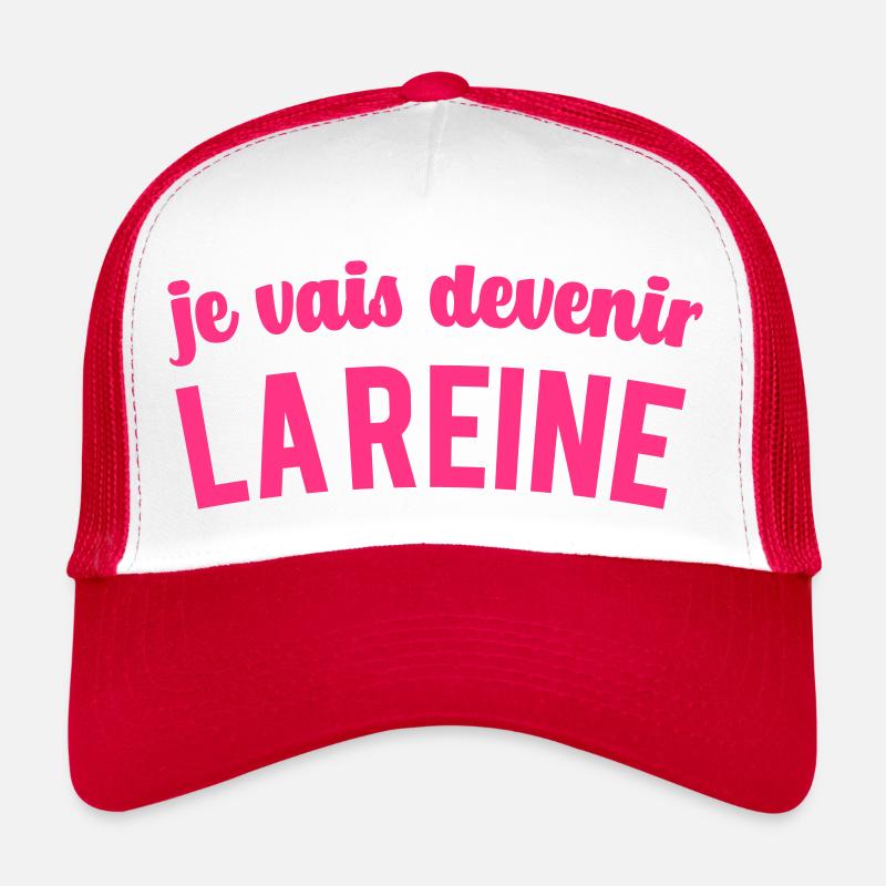 Femme future mariée - Casquette trucker  - blanc/rouge