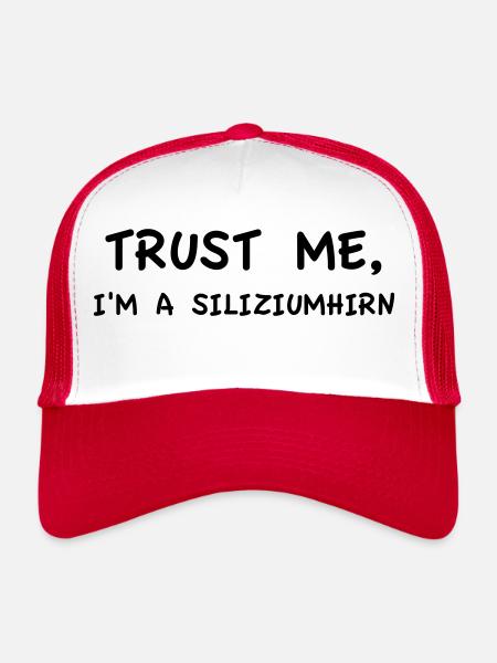 Trust Me I'm a Silicon Brain Monochrome - Trucker Cap - white/red - Front