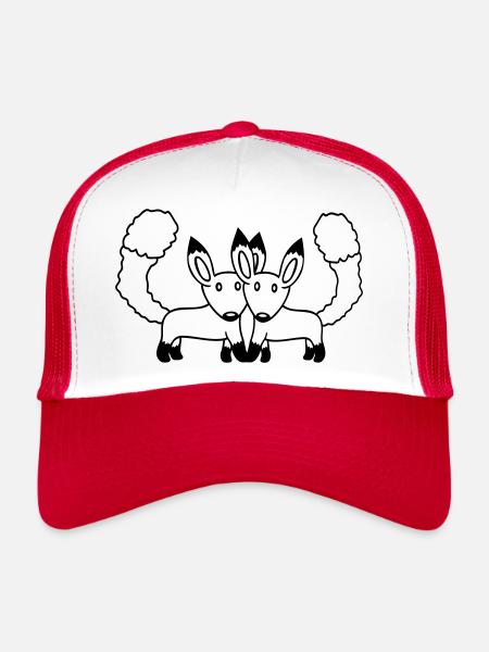 2 Foxes Couple In Love Two Friends Love Team Cute - Trucker Cap - white/red - Front