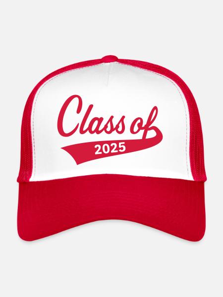 Classe de 2025 (Classe de fin d’études Certificat de fin d’études Rouge) - Casquette trucker  - blanc/rouge - Devant
