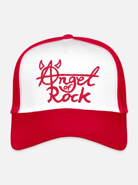 Angel of Rock (lettering) - Trucker Cap - white/red - Front
