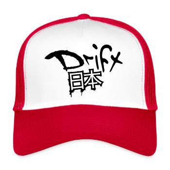 DRIFT JAPAN Kanji Grunge Logo - Trucker Cap - white/red - Front