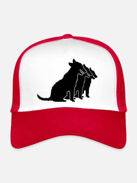 3 Dogs Sitting Team Crew Three Friends Silhouette - Trucker Cap - white/red - Front