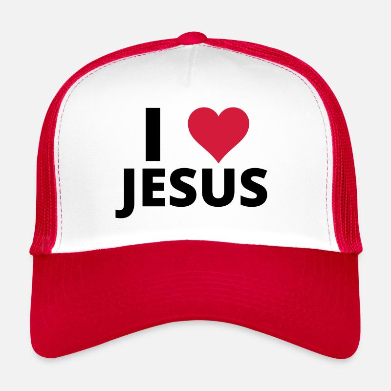 J’AIME JÉSUS ♥ - Casquette trucker  - blanc/rouge