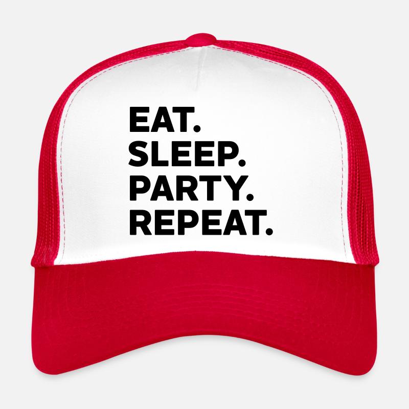 EAT SLEEP PARTY REPEAT Partymonster Geschenk Feier Trucker Cap