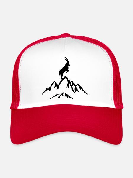 Capricorn and mountains - Trucker Cap - white/red - Front