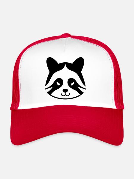 tete de panda - Casquette trucker  - blanc/rouge - Devant