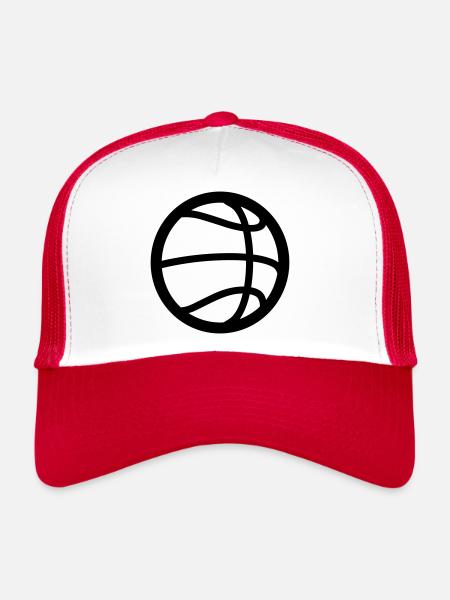 Ballon de basket - Casquette trucker  - blanc/rouge - Devant