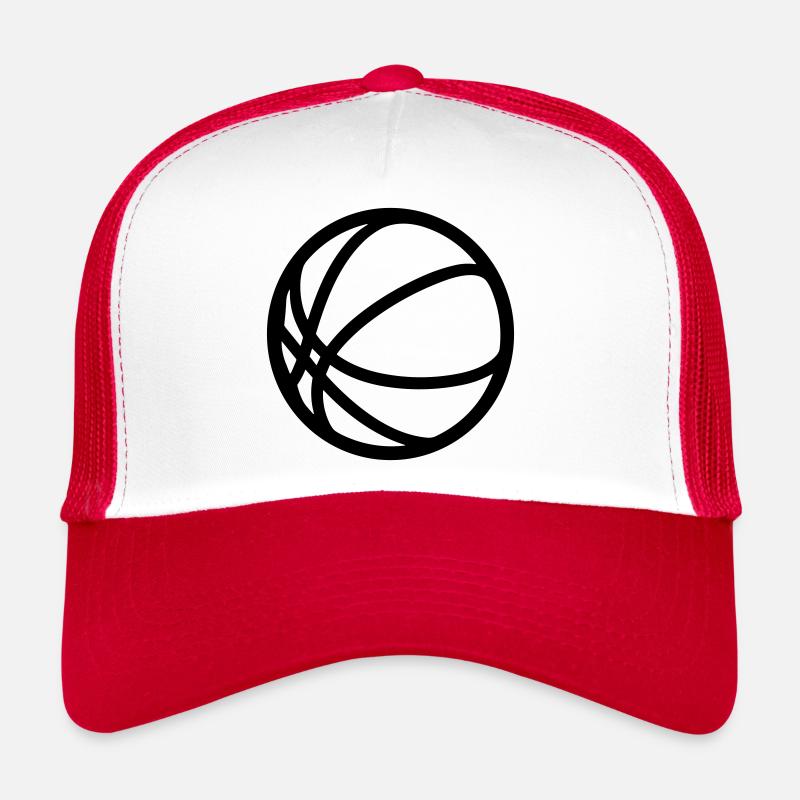 Ballon de basket - Casquette trucker  - blanc/rouge