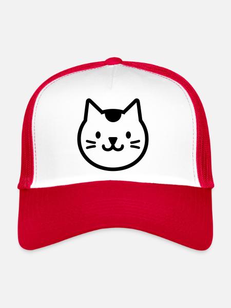chaton - Casquette trucker  - blanc/rouge - Devant