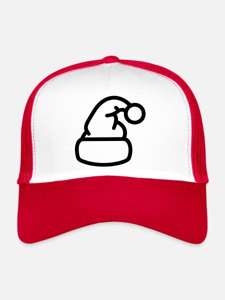bonnet de noel - Casquette trucker  - blanc/rouge - Devant
